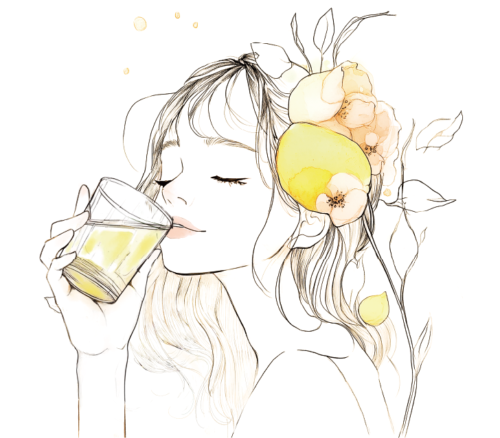 美種（ミジョン）飲んでいる女性のイメージイラスト